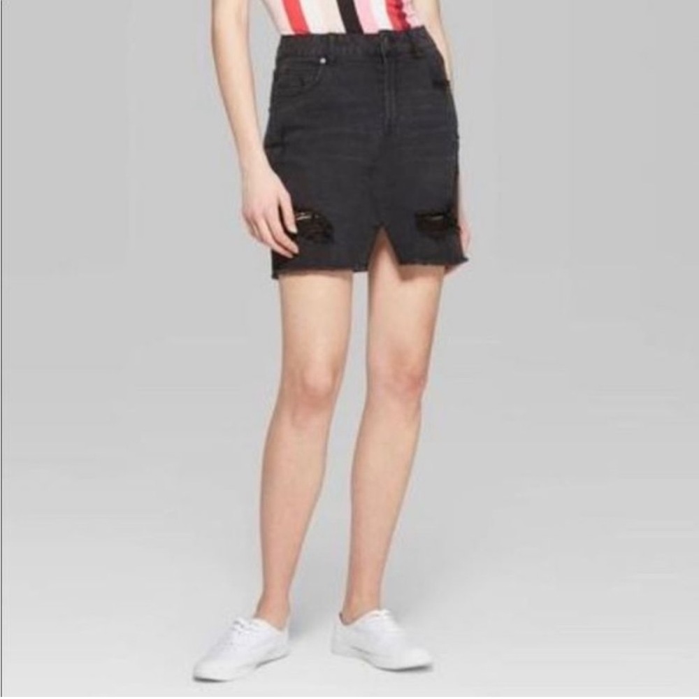 Wild Fable Distressed Washed Black Mini Skirt